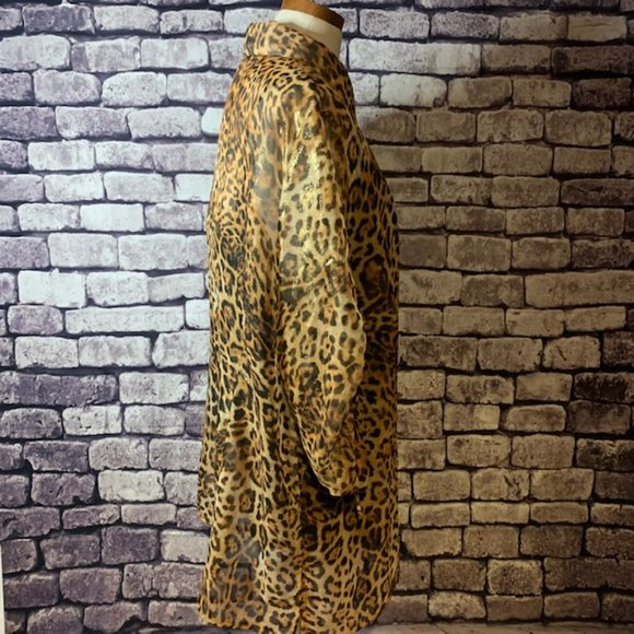 Resume' Animal Print Sheer Blouse W/ Blk Tank - Picture 7 of 8